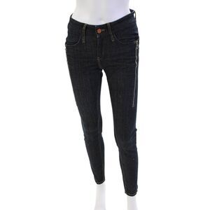 Calvin Rucker Womens Zipper Fly Mid Rise Dark Wash Skinny Jeans Blue Size 26